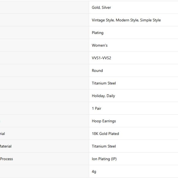 1 Pair Vintage Style Simple Style Round Plating Titanium Steel 18K 25cm - Picture 3 of 4